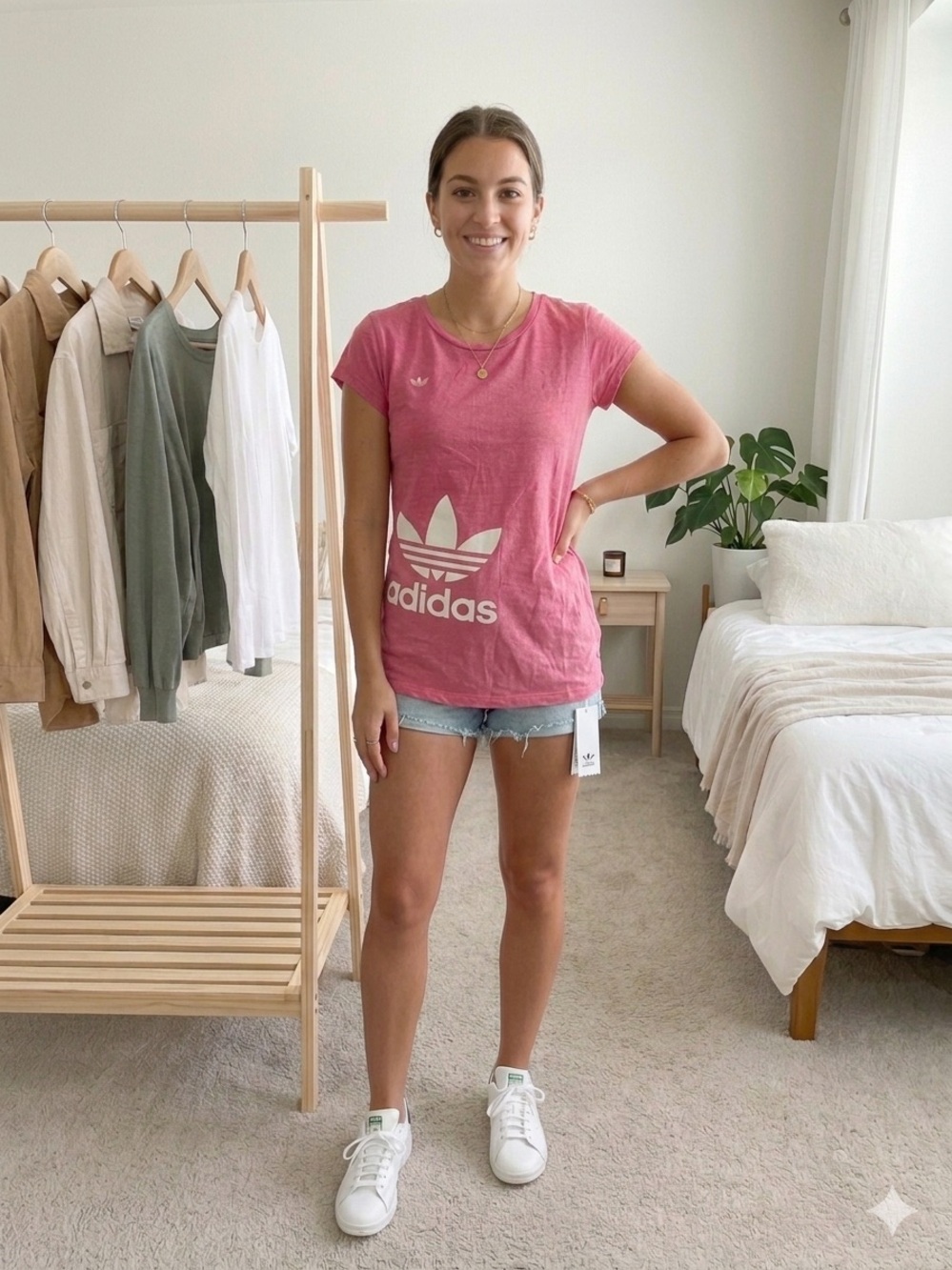 Adidas Women's Pink Trefoil Logo Tee